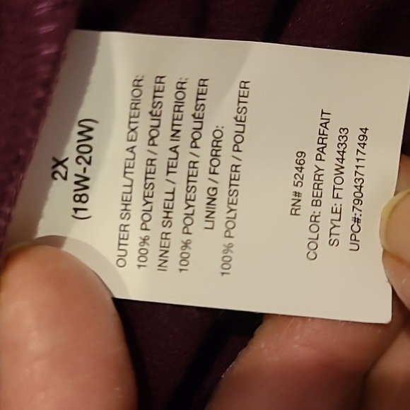 Free Tech Plum/ Raspberry Color Coat Size 18/20. - Picture 12 of 12